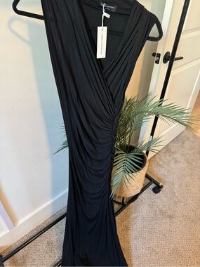 NWT Naked Wardrobe Black Overlay Maxi Dress